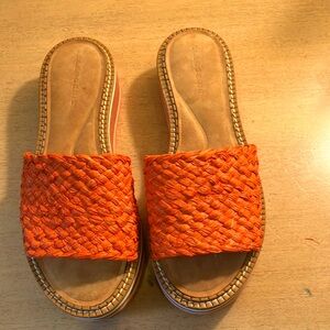 Clergerie orange raffia size 41 1/2 slide sandals